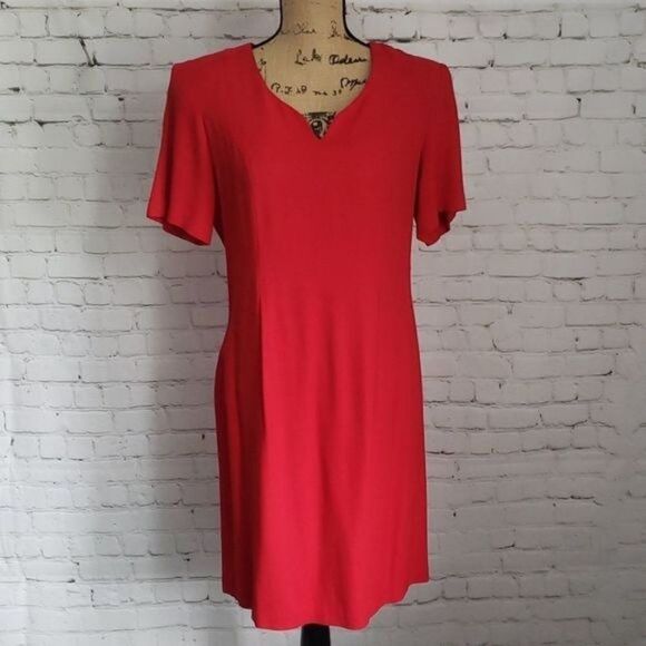 Vintage 80s Betsys Things Red Sweetheart Neckline Dress - Picture 1 of 9